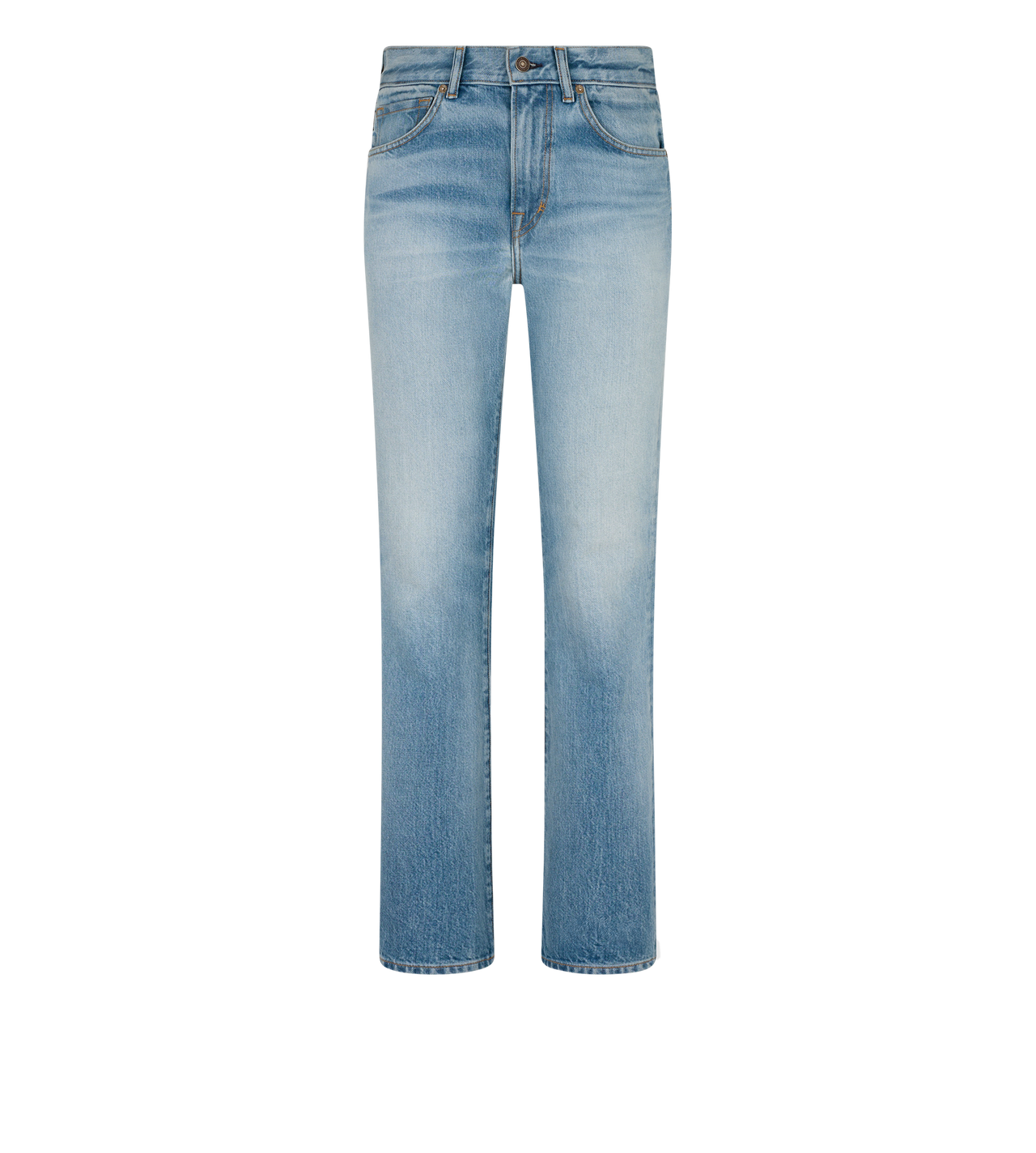 STONE WASHED DENIM STRAIGHT FIT PANTS image number 0