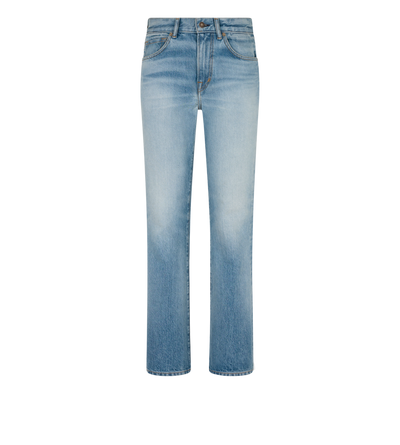 STONE WASHED DENIM STRAIGHT FIT PANTS image number 0