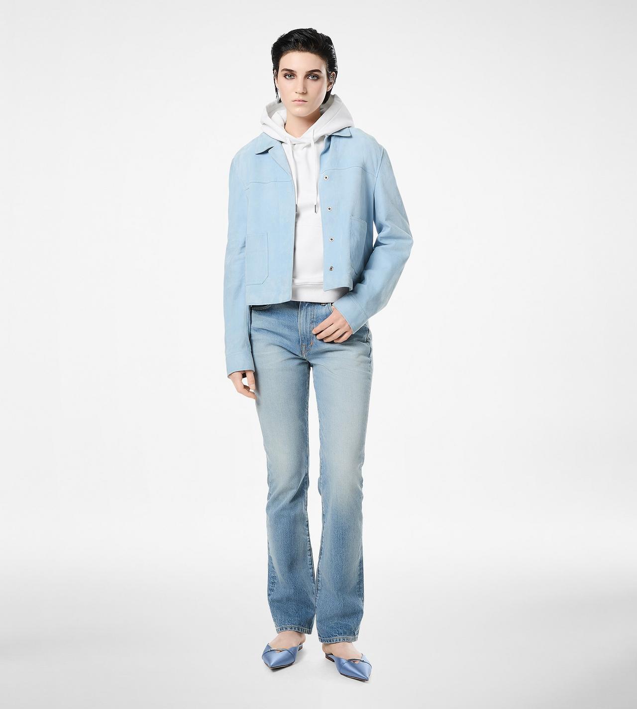 STONE WASHED DENIM STRAIGHT FIT PANTS image number 2