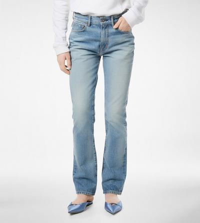 STONE WASHED DENIM STRAIGHT FIT PANTS image number 3