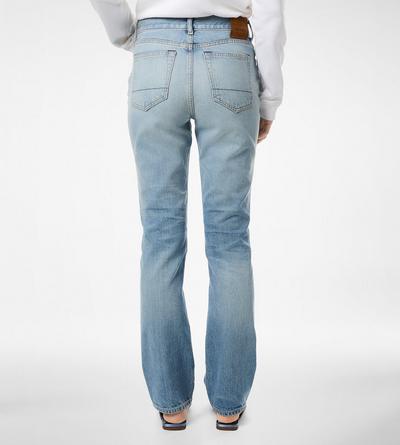 STONE WASHED DENIM STRAIGHT FIT PANTS image number 4