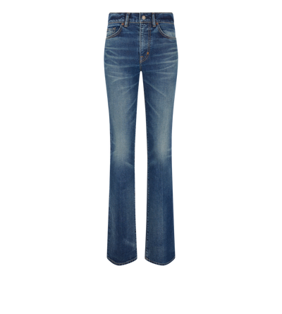 STRETCH RAW DENIM FLARED PANTS image number 0