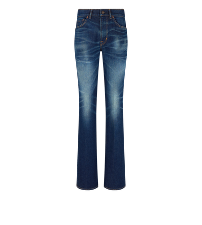JAPANESE STONEWASHED COMFORT DENIM FLARE PANTS image number 0