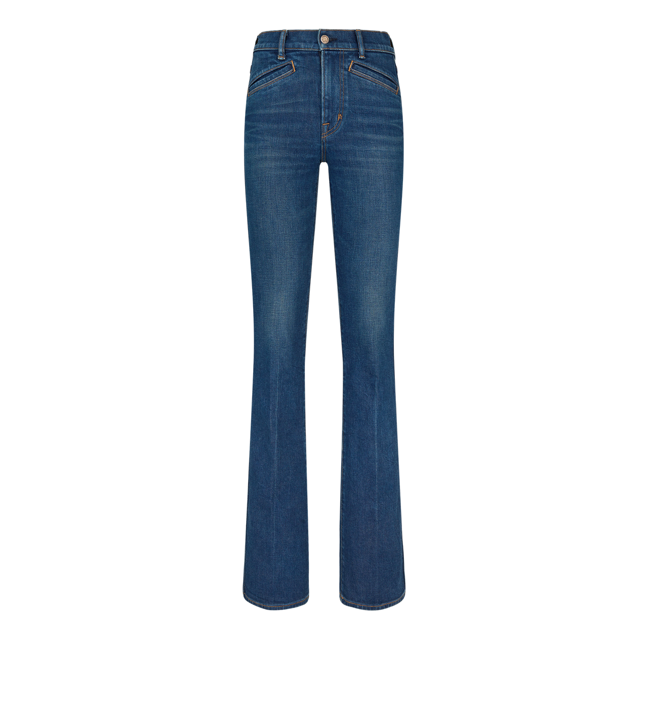 STONE WASHED DENIM FLARE PANTS image number 0