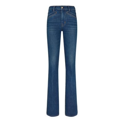 STONE WASHED DENIM FLARE PANTS image number 0