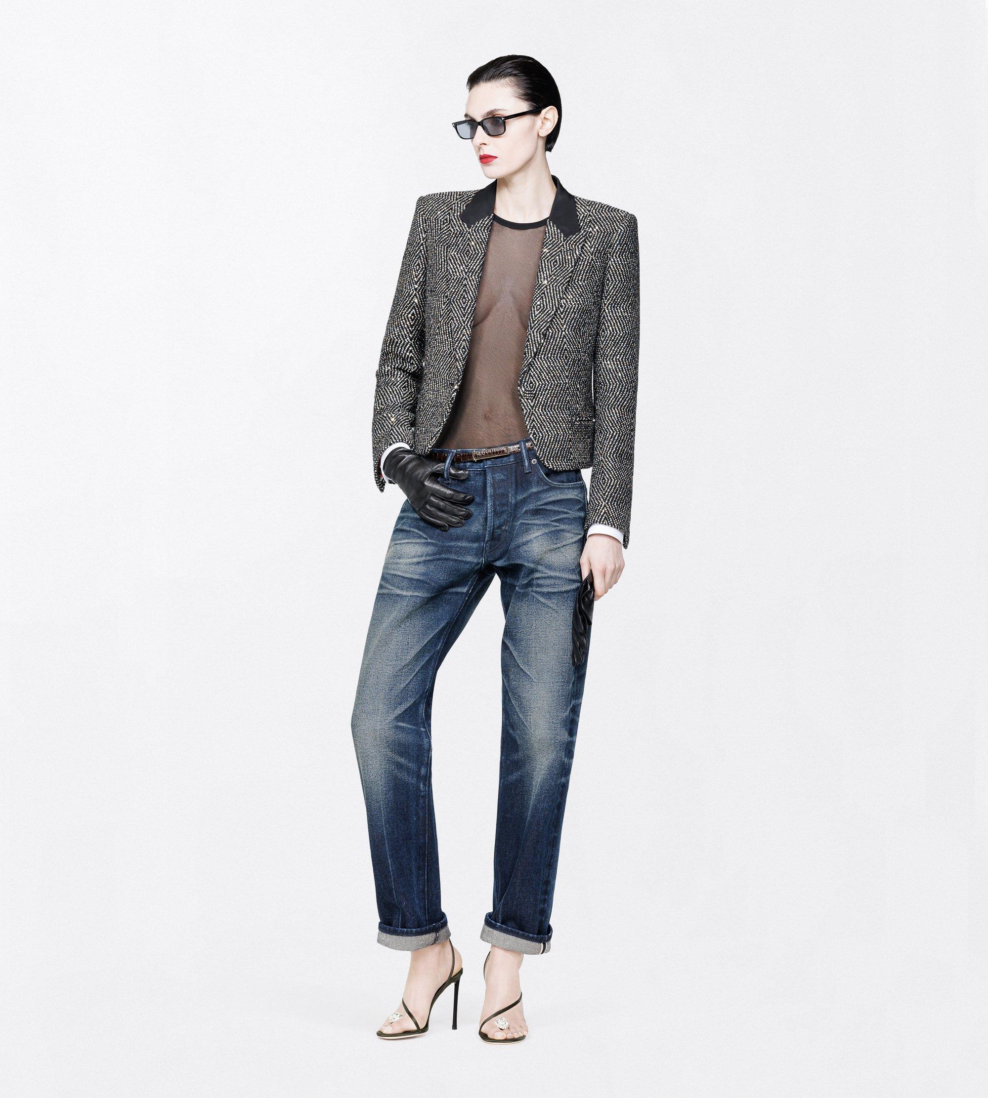 STONEWASHED DENIM LOW WAIST BOYFRIEND DENIM PANTS