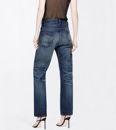 TOM FORD DENIM MIDNIGHT STONEWASHED DENIM LOW WAIST BOYFRIEND DENIM PANTS