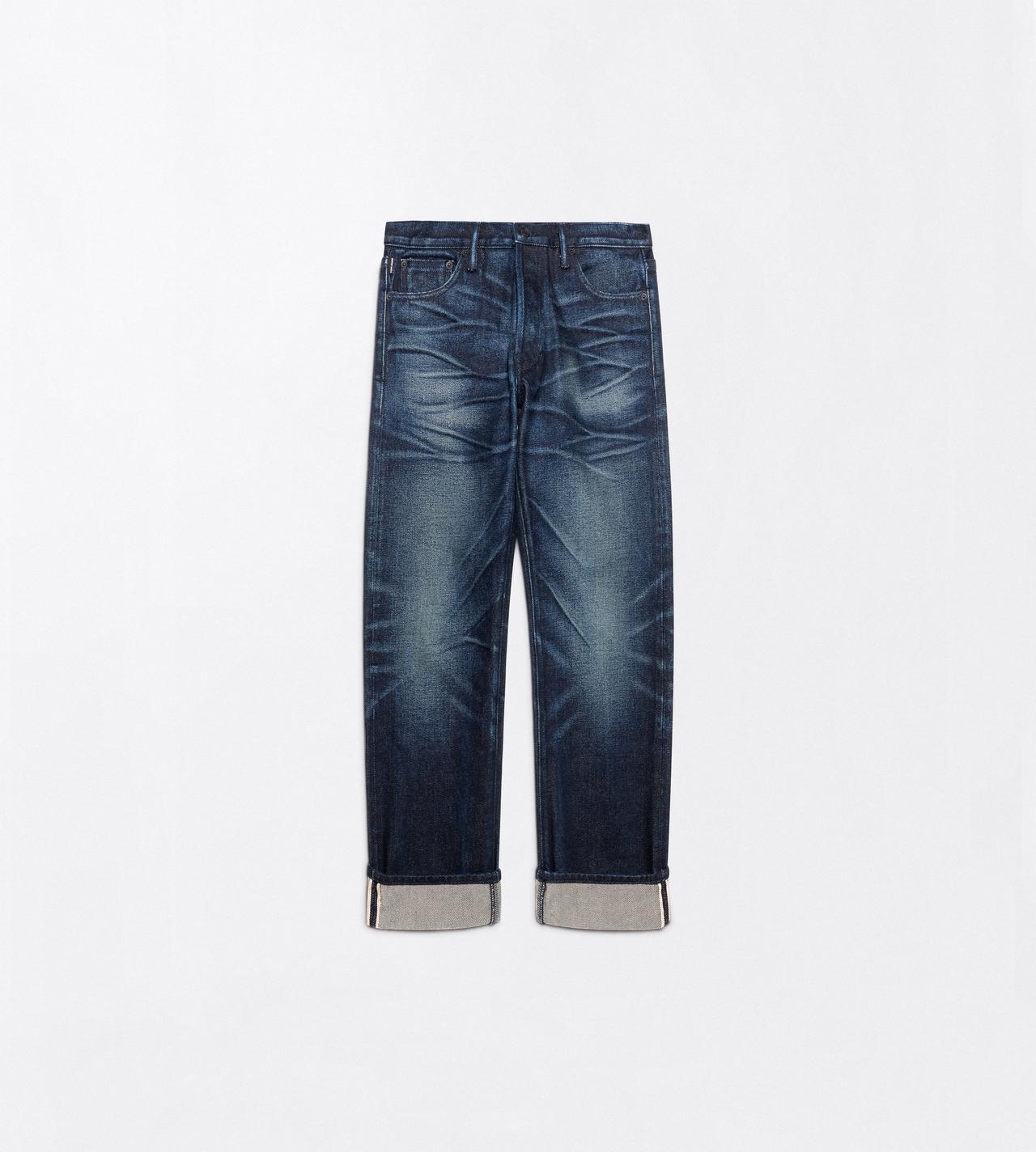 TOM FORD DENIM WASHED INDIGO LOW WAIST WALI FIT SELVEDGE DENIM PANTS