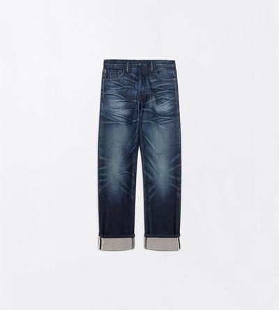 TOM FORD DENIM WASHED INDIGO LOW WAIST WALI FIT SELVEDGE DENIM PANTS