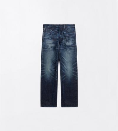 TOM FORD DENIM WASHED INDIGO LOW WAIST WALI FIT SELVEDGE DENIM PANTS