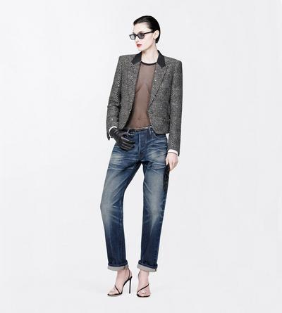 TOM FORD DENIM WASHED INDIGO LOW WAIST WALI FIT SELVEDGE DENIM PANTS