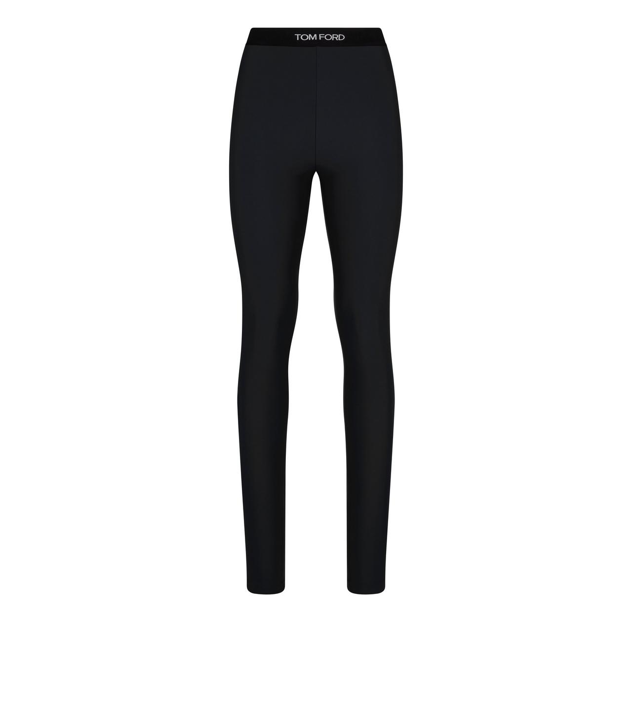 Tom Ford Jacquard-trimmed Stretch-jersey Leggings in Black