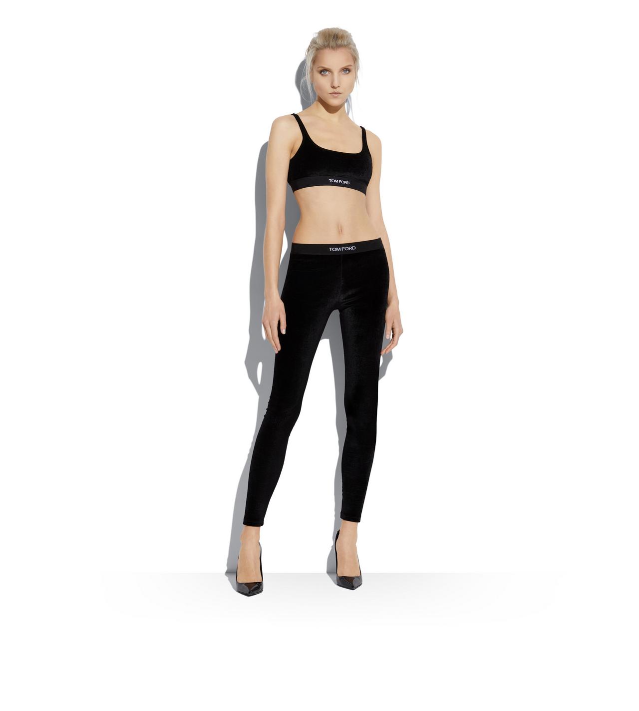 Logo velvet leggings by Tom Ford