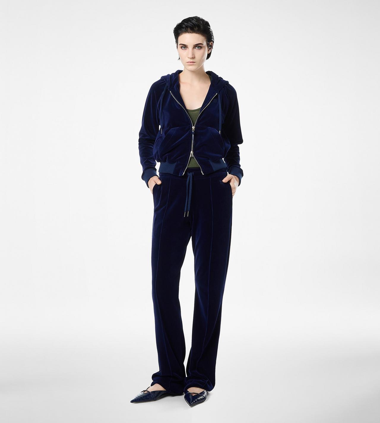 STRETCH COTTON VELOUR JOGGERS WITH TONAL TF EMBROIDERED LOGO image number 2