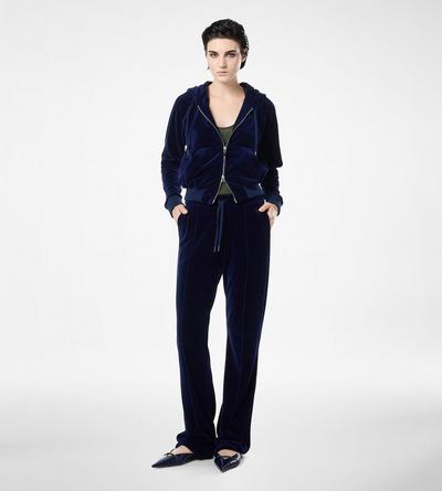 STRETCH COTTON VELOUR JOGGERS WITH TONAL TF EMBROIDERED LOGO image number 2