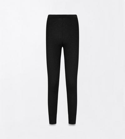TOM FORD VISCOSE BLEND BLACK COMPACT LUREX VISCOSE MIXED RIB WITH MICRO SEQUINS LEGGINGS