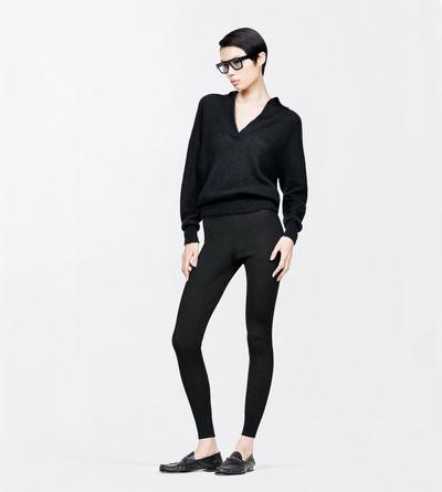 TOM FORD VISCOSE BLEND BLACK COMPACT LUREX VISCOSE MIXED RIB WITH MICRO SEQUINS LEGGINGS