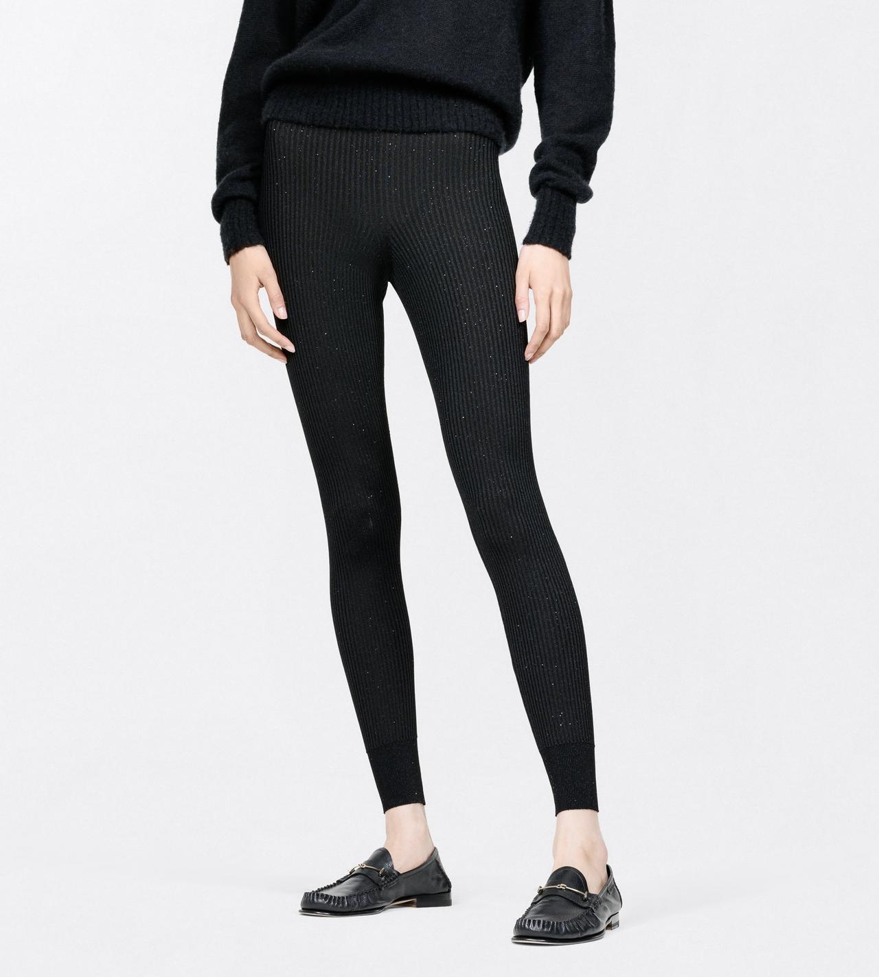 TOM FORD VISCOSE BLEND BLACK COMPACT LUREX VISCOSE MIXED RIB WITH MICRO SEQUINS LEGGINGS