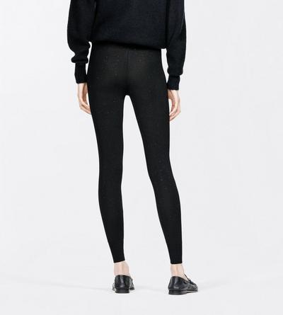 TOM FORD VISCOSE BLEND BLACK COMPACT LUREX VISCOSE MIXED RIB WITH MICRO SEQUINS LEGGINGS