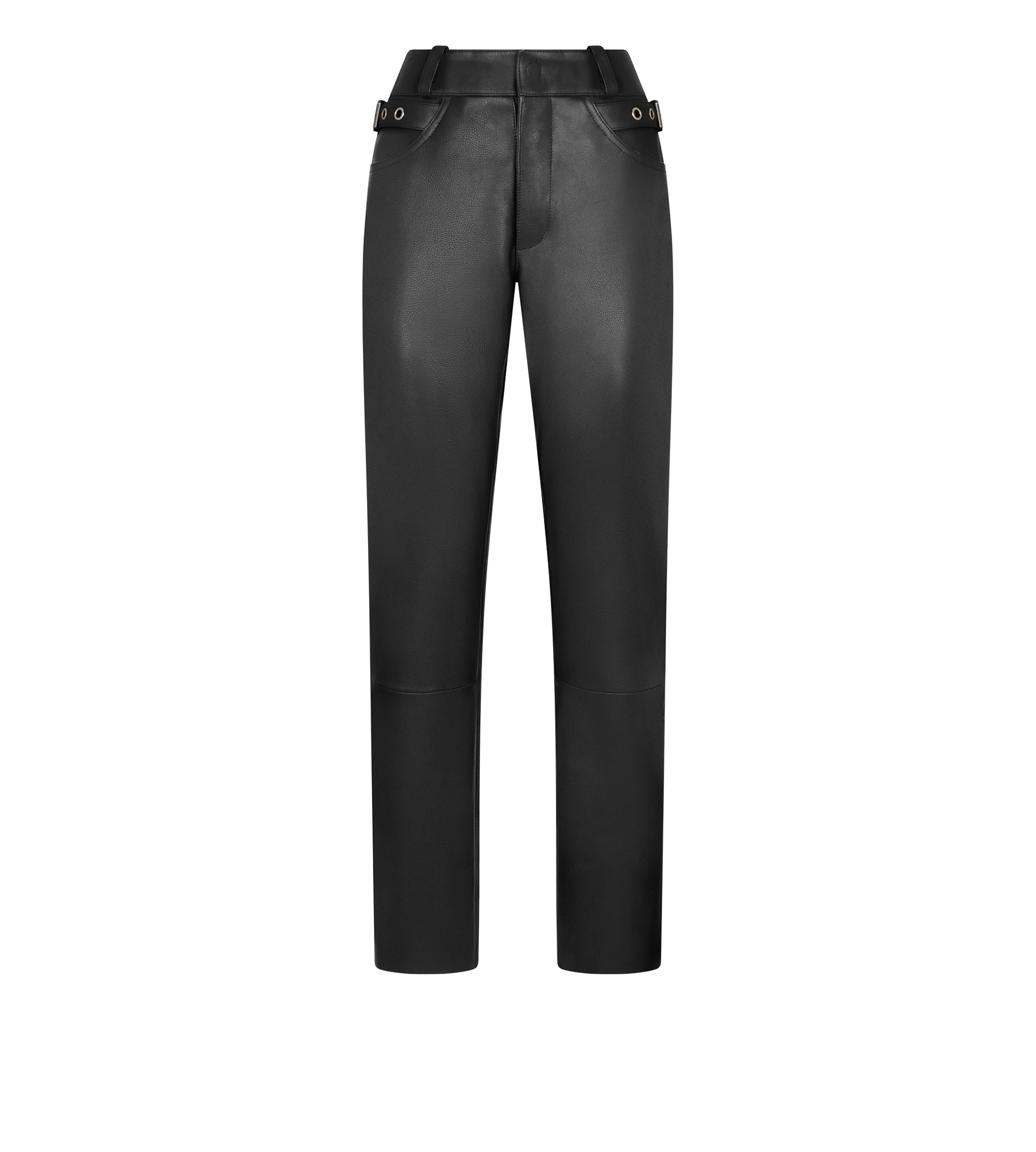 TEXTURED GRAIN LEATHER LEATHER BIKER PANTS