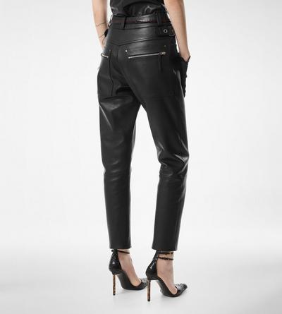 TEXTURED GRAIN LEATHER LEATHER BIKER PANTS image number 4