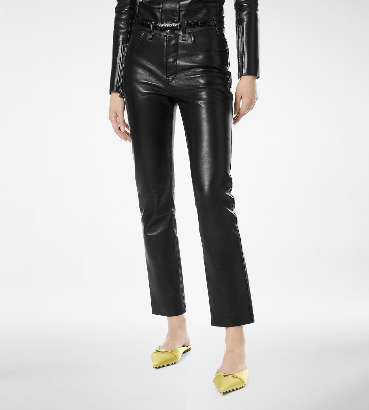 NAPPA LEATHER FIVE-POCKET PANTS WITH TF DEBOSSED LOGO image number 3