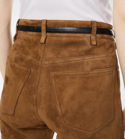 FULL GRAIN LAMB SUEDE FIVE-POCKET PANTS WITH TF DEBOSSED LOGO image number 1