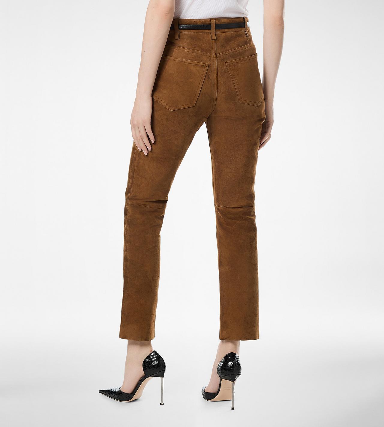 FULL GRAIN LAMB SUEDE FIVE-POCKET PANTS WITH TF DEBOSSED LOGO image number 4