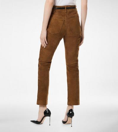 FULL GRAIN LAMB SUEDE FIVE-POCKET PANTS WITH TF DEBOSSED LOGO image number 4