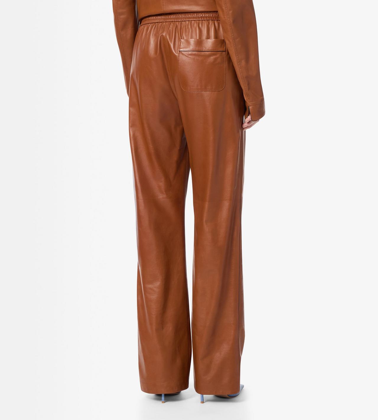 LIGHTWEIGHT GUANTERIA LEATHER PAJAMA PANTS WITH PIPING image number 3