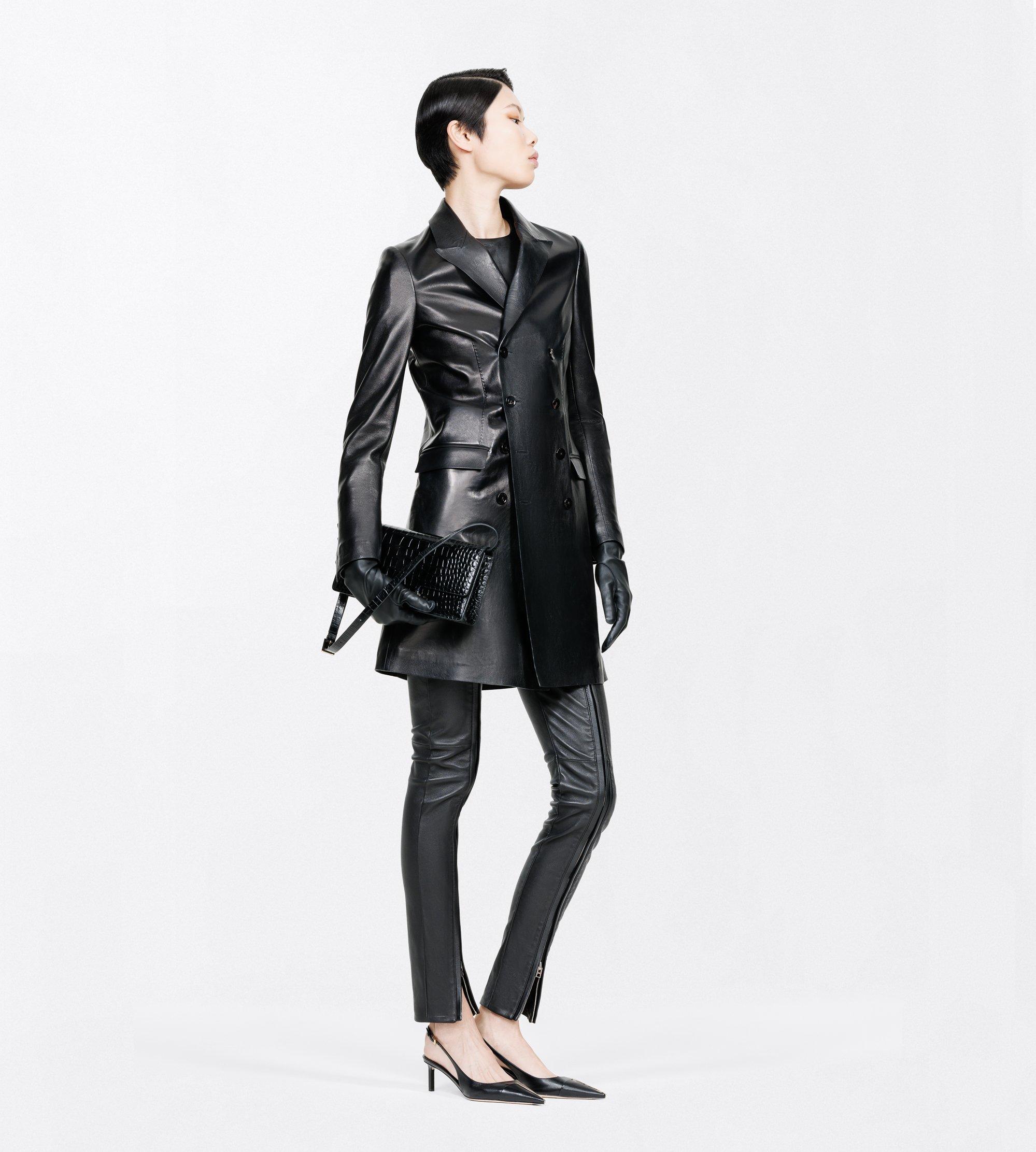 STRETCH NAPPA LEATHER SKINNY PANTS WITH ZIP DETAILS