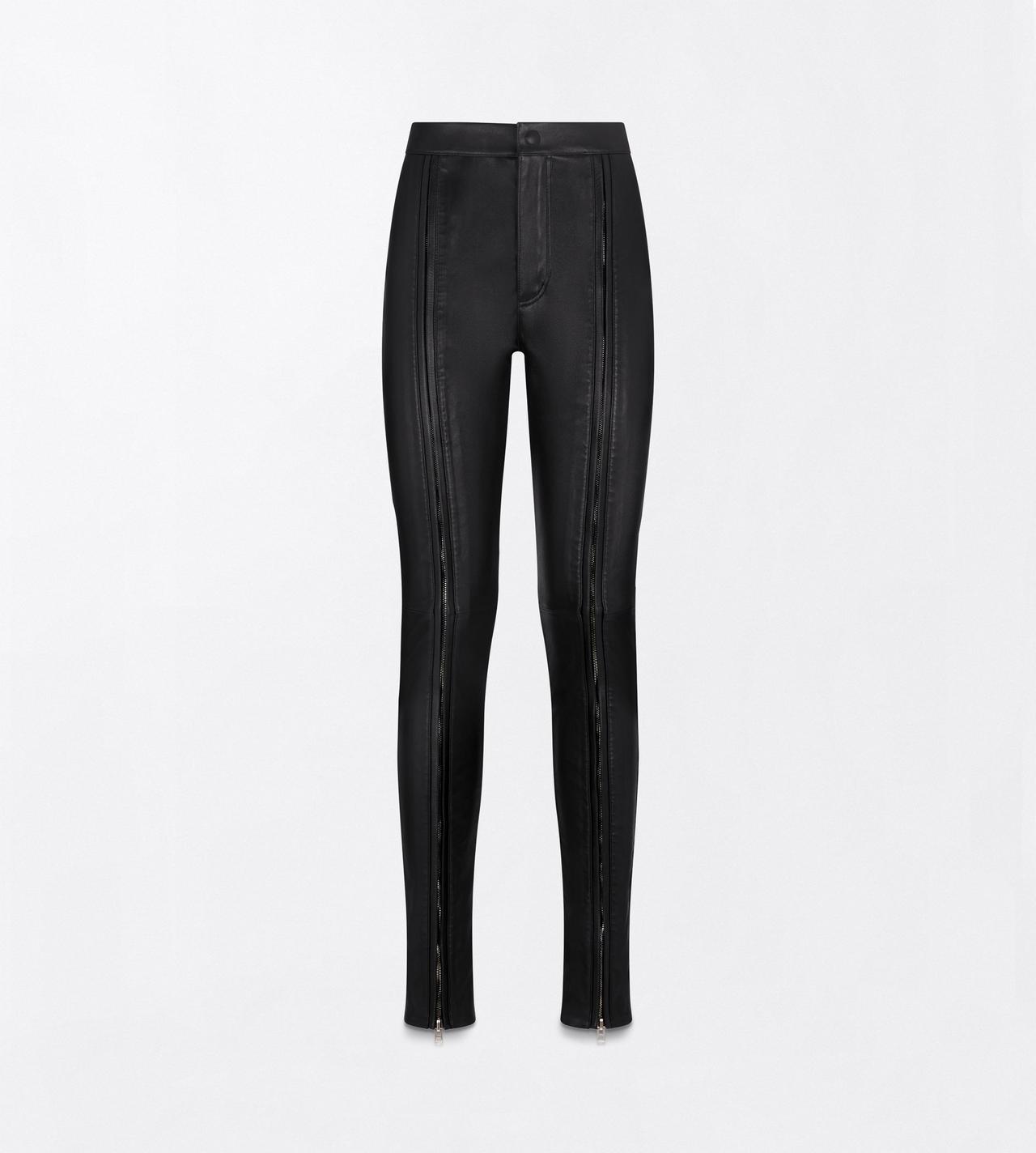 TOM FORD LEATHER BLACK STRETCH NAPPA LEATHER SKINNY PANTS WITH ZIP DETAILS