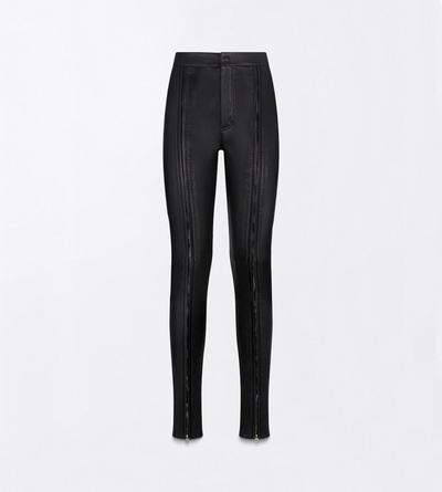 TOM FORD LEATHER BLACK STRETCH NAPPA LEATHER SKINNY PANTS WITH ZIP DETAILS
