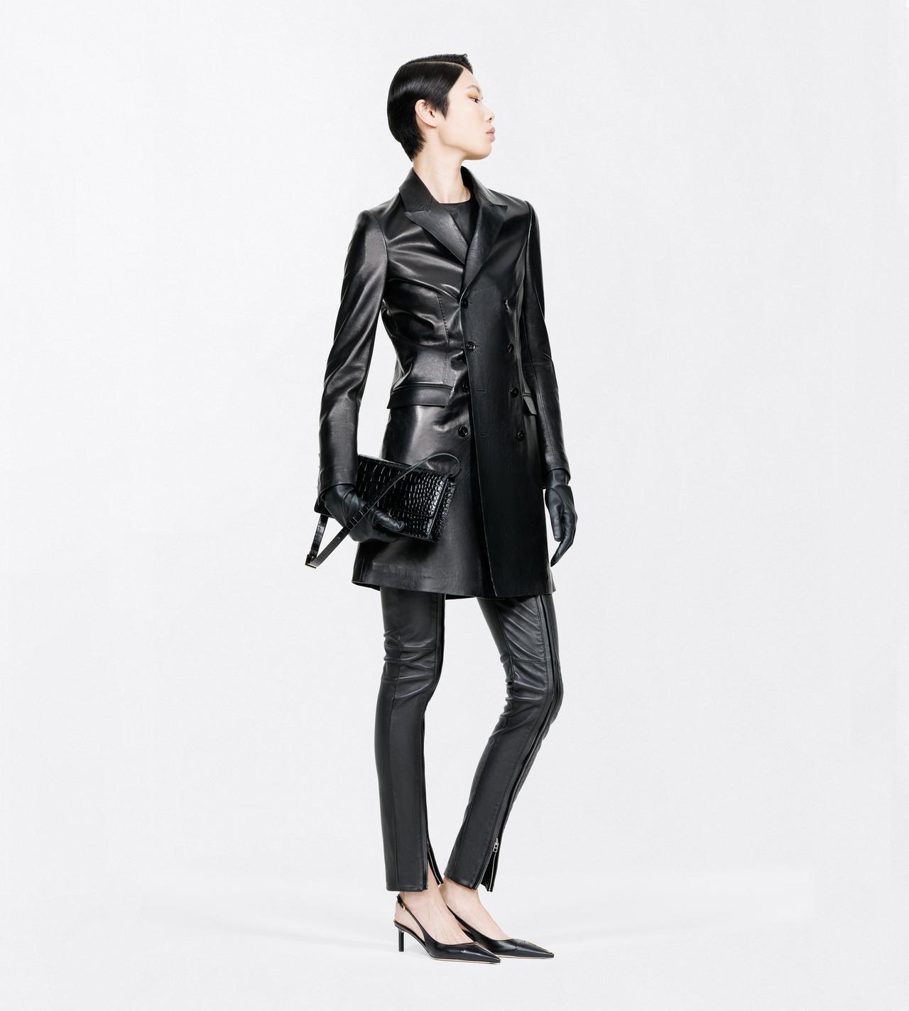 TOM FORD LEATHER BLACK STRETCH NAPPA LEATHER SKINNY PANTS WITH ZIP DETAILS