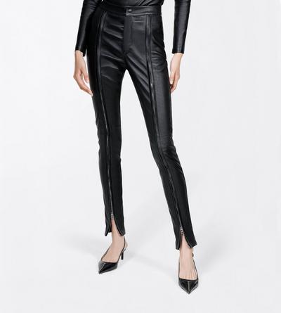 TOM FORD LEATHER BLACK STRETCH NAPPA LEATHER SKINNY PANTS WITH ZIP DETAILS