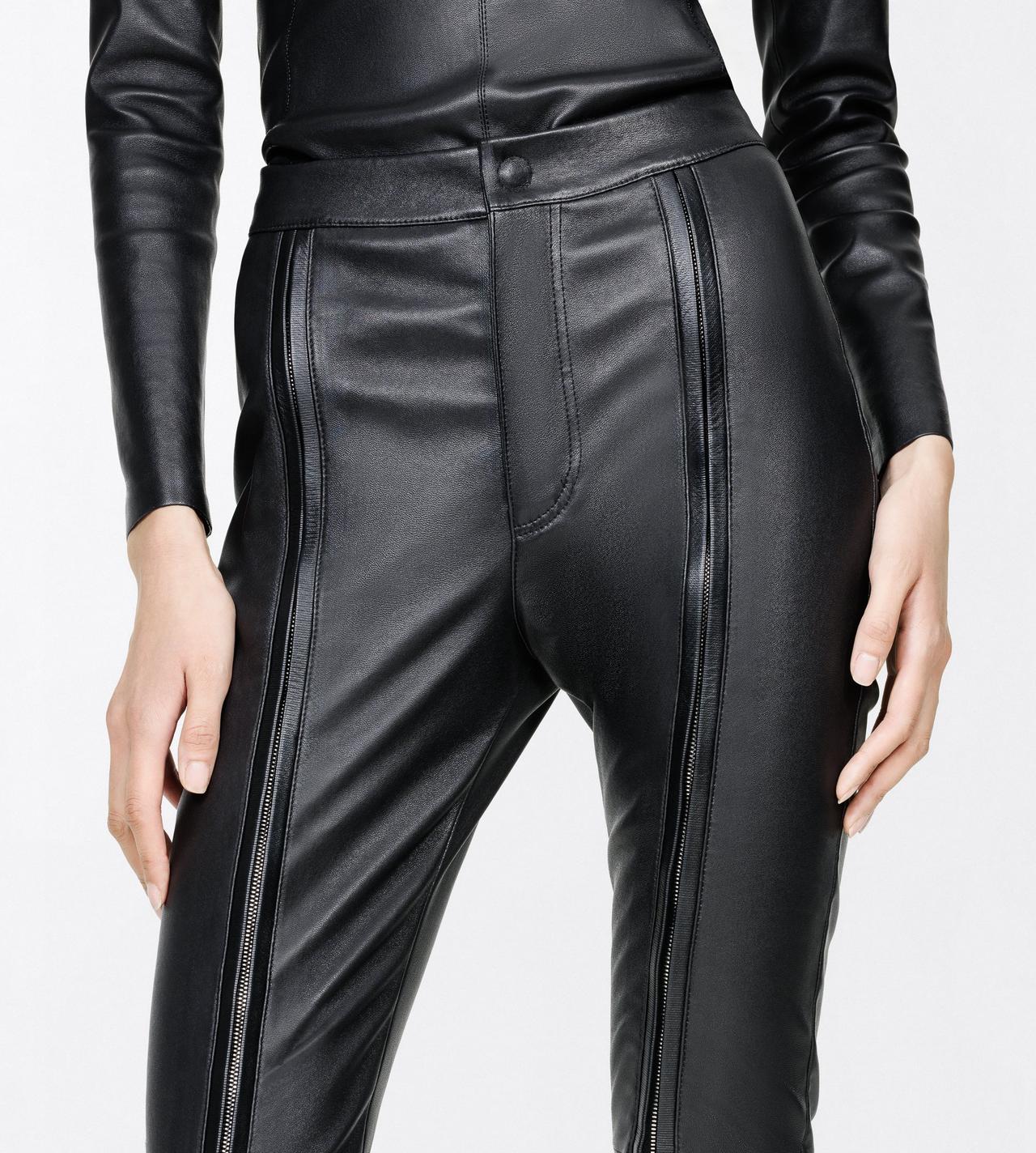TOM FORD LEATHER BLACK STRETCH NAPPA LEATHER SKINNY PANTS WITH ZIP DETAILS