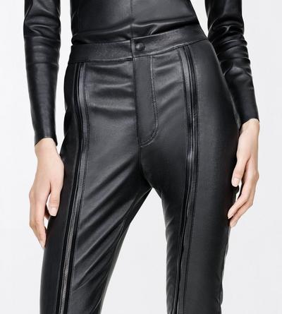 TOM FORD LEATHER BLACK STRETCH NAPPA LEATHER SKINNY PANTS WITH ZIP DETAILS