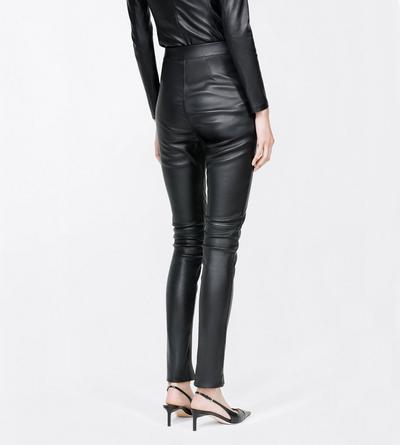 TOM FORD LEATHER BLACK STRETCH NAPPA LEATHER SKINNY PANTS WITH ZIP DETAILS