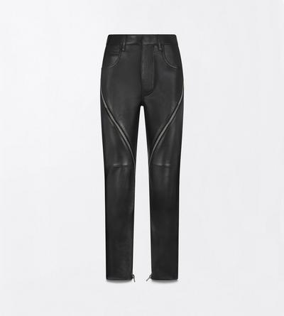 TOM FORD LEATHER BLACK NAPPA LEATHER PANTS WITH ZIP DETAIL