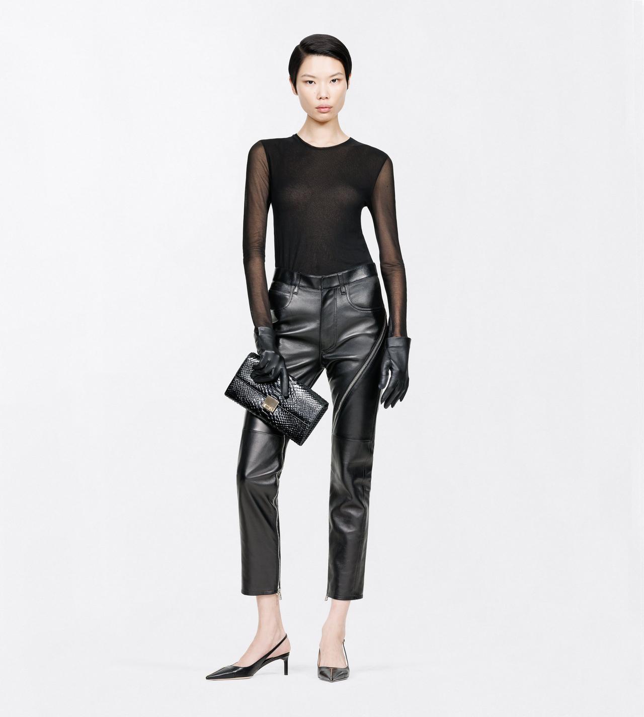 TOM FORD LEATHER BLACK NAPPA LEATHER PANTS WITH ZIP DETAIL