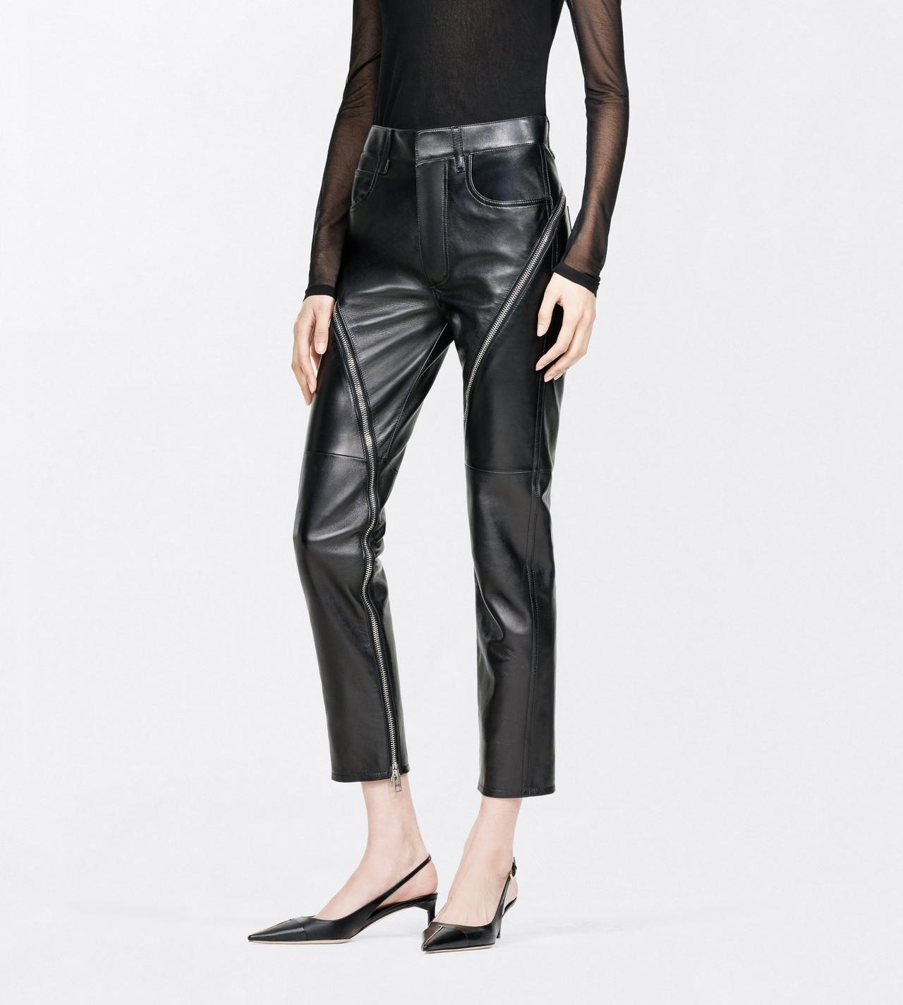TOM FORD LEATHER BLACK NAPPA LEATHER PANTS WITH ZIP DETAIL