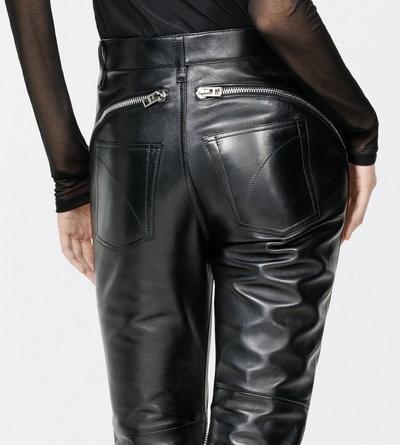 TOM FORD LEATHER BLACK NAPPA LEATHER PANTS WITH ZIP DETAIL