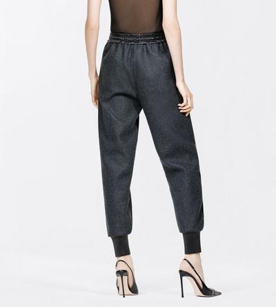 TOM FORD LEATHER COMBO BLACK & MEDIUM GREY NAPPA LEATHER AND WOOL JOGGERS