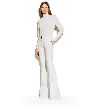 STRETCH WOOL ZIP FRONT FLARE PANTS image number 1