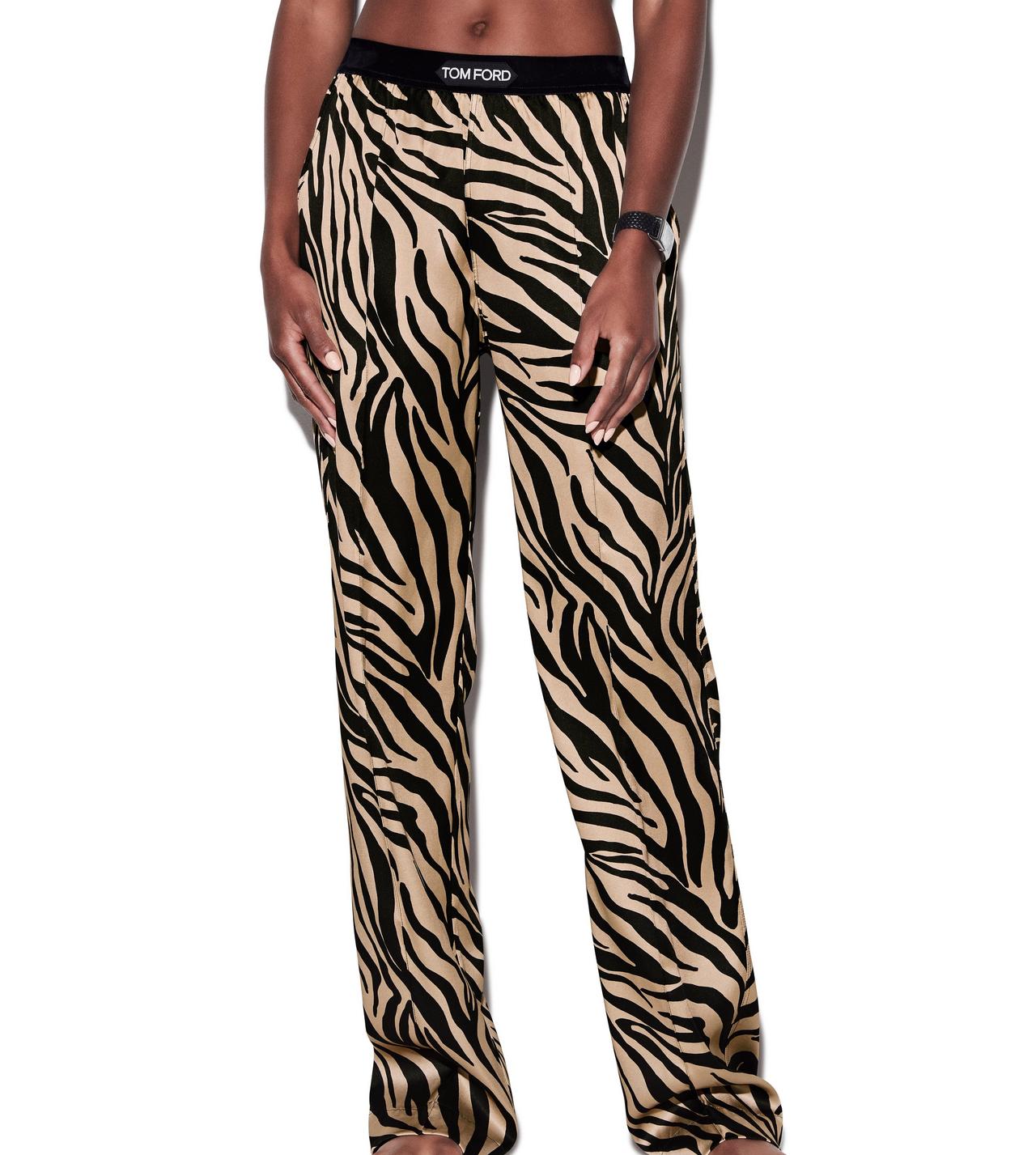 ZEBRA PRINTED SILK PJ PANTS image number 1