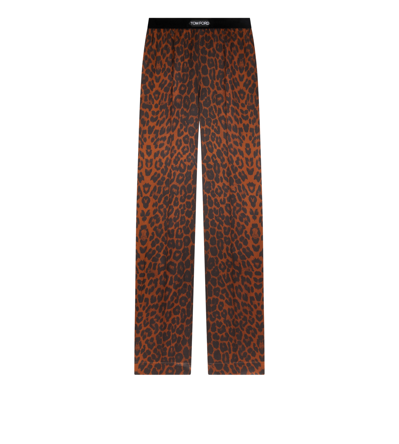 LEOPARD PRINT STRETCH SILK SATIN SIGNATURE PJ PANTS image number 0