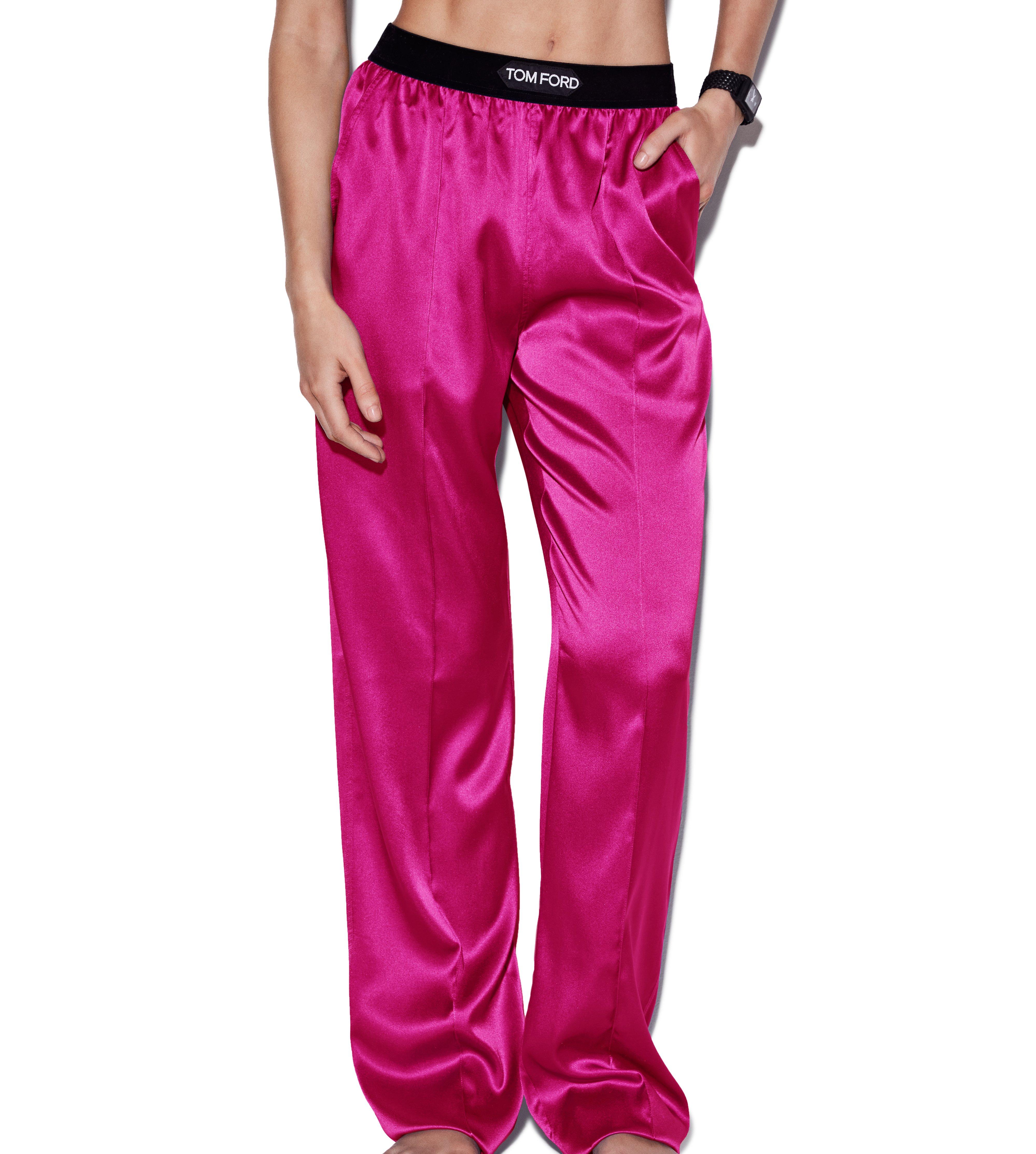 Pink satin sale pajama pants