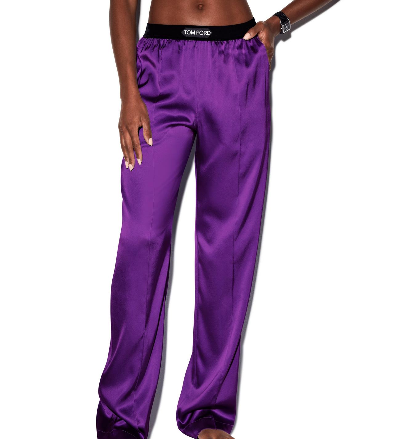 STRETCH SILK SATIN PJ PANTS image number 1