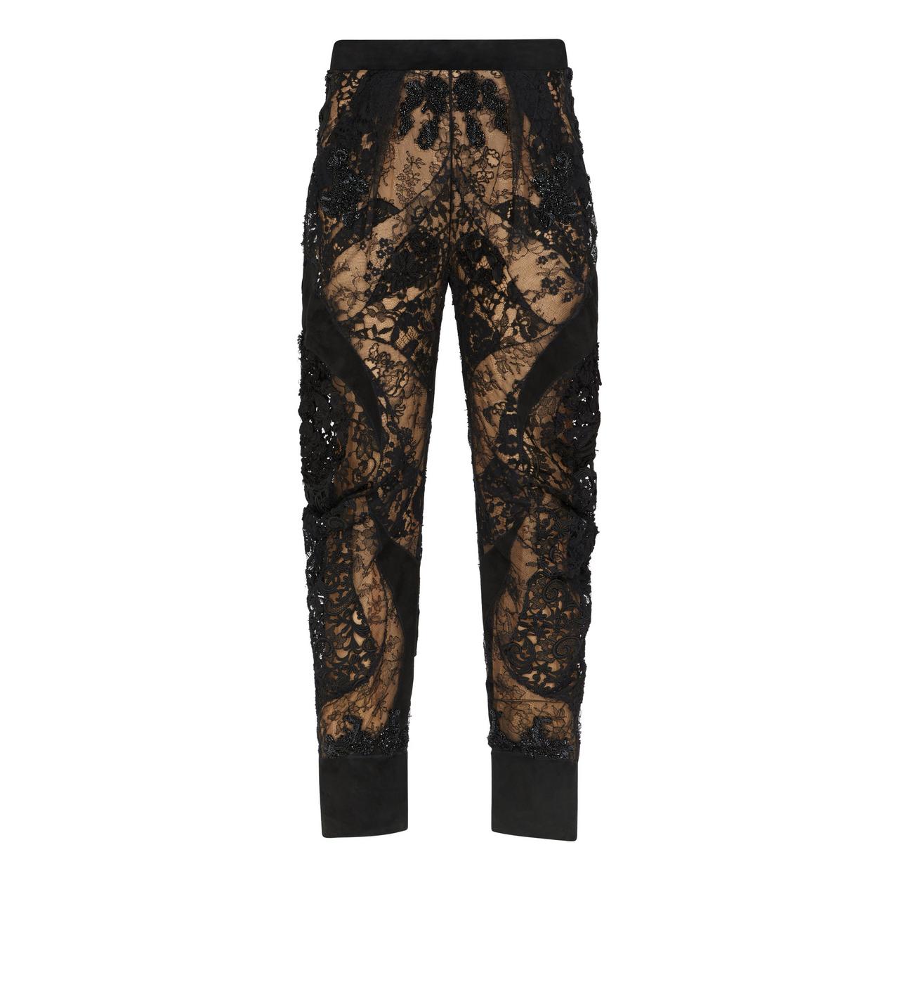 BLACK PATCHWORK LACE LEGGINGS