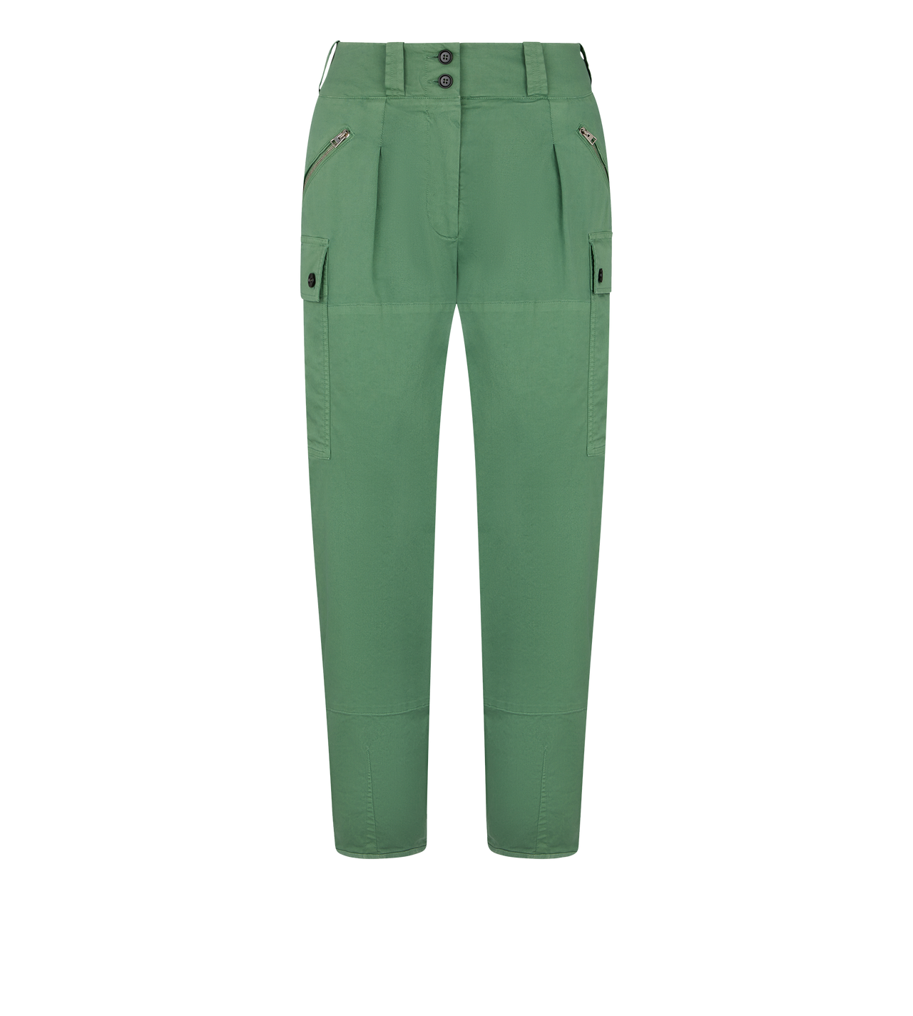 STRETCH COTTON TWILL PLEATED CARGO PANTS image number 0